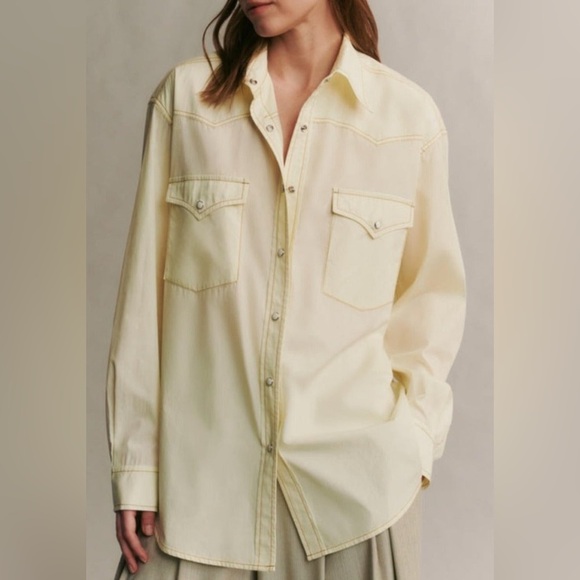 TWP Tops - New TWP Dutton Stretch Cotton Button up Shirt Transparent Yellow Western XS S